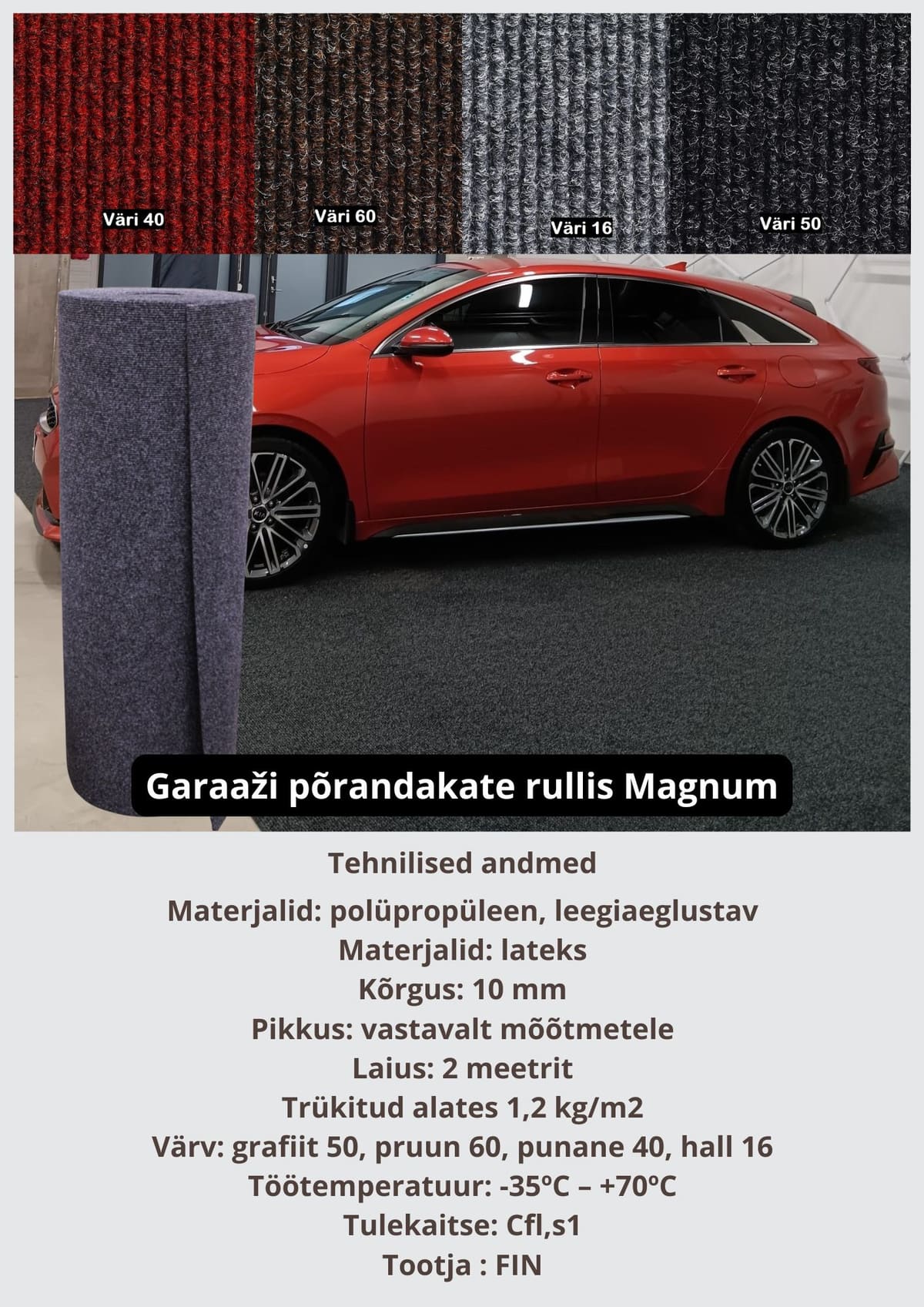Garaaži põrandakate rullis Magnum 10